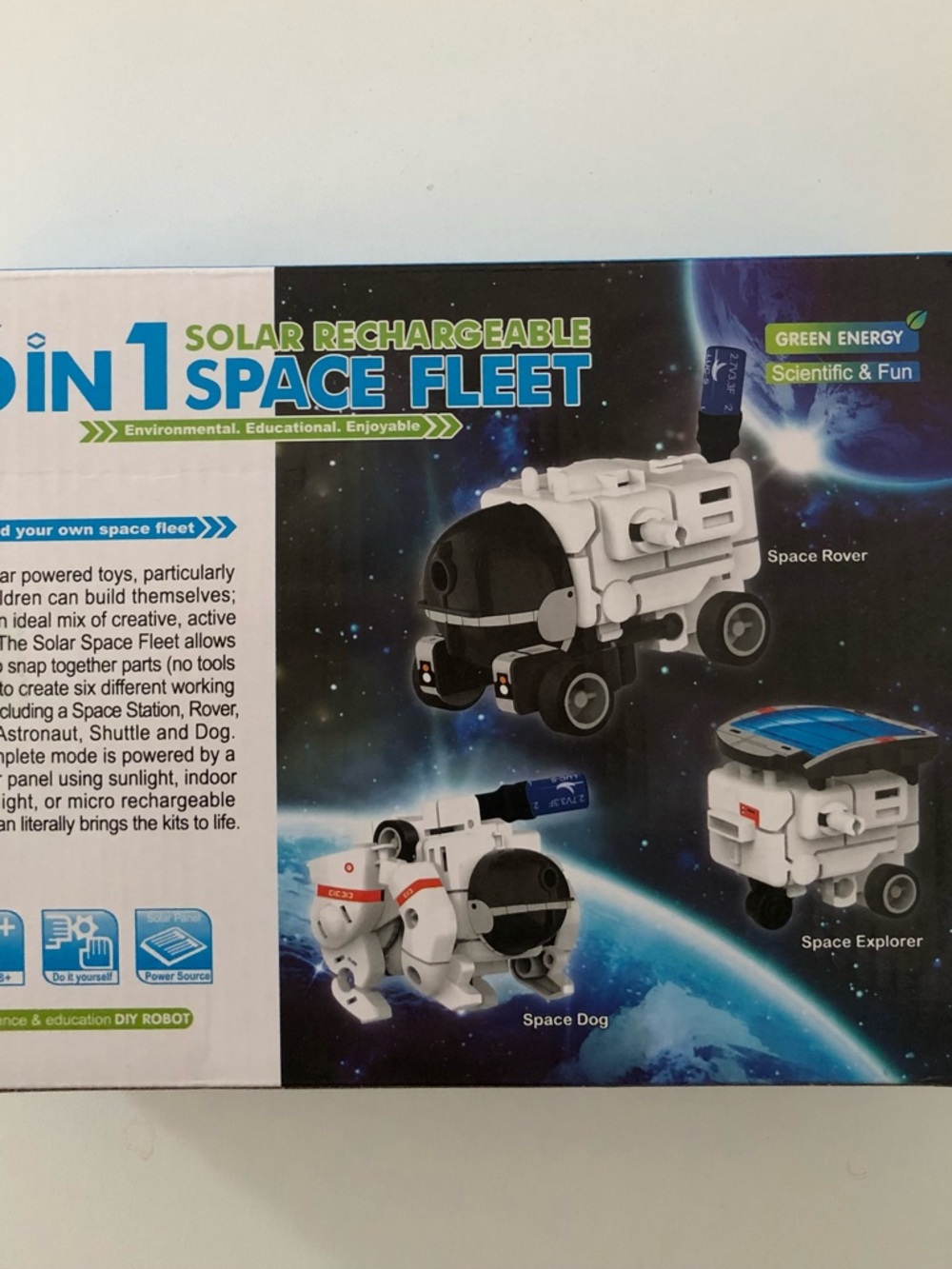 Solar Rechargeable Space Fleet Kids Toy - White and Black